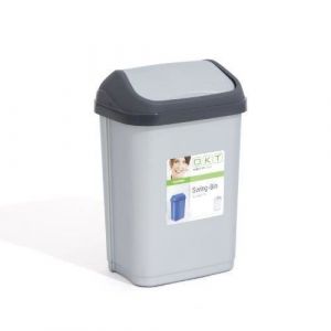 Poubelle - OKT - Swing S&eacute;rie - 10L - Gris - 190x255x385mm