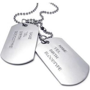 Bijoux Pendentif Collier Homme - Chaîne 68 cm - Plaque militaire Nom Prénom - Dog Tag - Style Militaire Armée - pour Homme