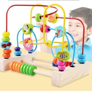 Circuit à Boule Enfant Boulier Montessori en Bois Jeux de Labyrinthe Insecte Perles Jouet Creatif Cadeau danniversaire Noël Fête