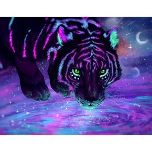 Peinture Diamant 5D - Broderie Diamant - Tigre - 30x40cm - D&eacute;coration Murale - Kit Complet