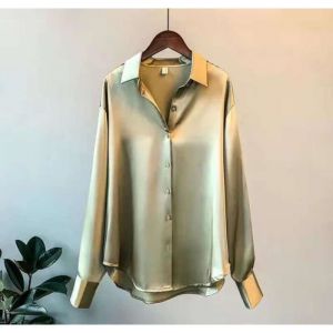 Chemisier en soie pour femmes - Vêtements - Manches longues - Vert