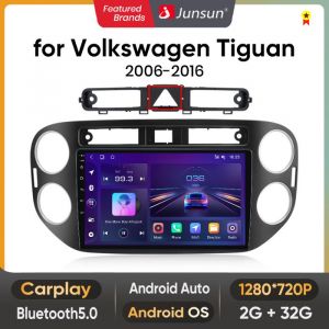 Junsun Autoradio Android 13 Carplay voiture Bluetooth  pour VW Tiguan 1 NF 2006-2016 WIFI 2G+32G 9 Écran Tactile GPS RDS