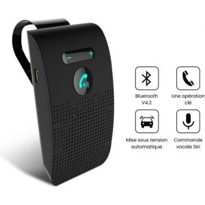 Kit Mains Libres Voiture Bluetooth PIMPIMSKY kit Main Libre Pare Soleil Haut-Parleur - Support Siri - Reconnexion Automatique