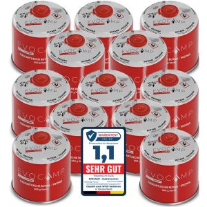 EVOCAMP 12 Cartouches de gaz butane 500g cartouche &agrave; vis avec gaz butane/propane 899 ml cartouche de gaz conforme &agrave; la norme