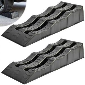 Rampes de Levage Chargement Plastique pour Voiture - 2x - Blanc - 61x21x12 CM - 2000 Kg