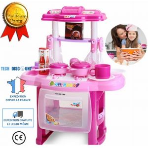 TD® Kit cuisine jouet vaisselle filles rose dinnette pour enfant avec musique légère fille cuisine vaisselle enfant jouet