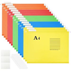 Lot de 15 Dossiers Suspendus A4Dossier Suspendu pour TiroirDossier Suspendus avec Onglets et Inserts de Cartepour École Maison