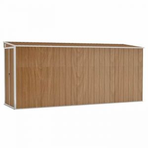 Abri de jardin mural - JILL - 118x382x178 cm - Acier galvanis&eacute; - Marron aspect bois - Double porte