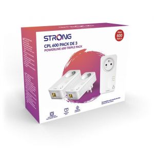 Kit CPL - STRONG - CPL 600 Pack de 3 - 600 MB - Prise Filtrée 3 Adaptateurs Triple Pack