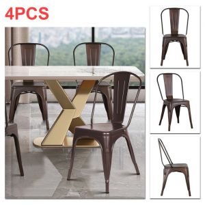 JEOBEST Lot de 4 Chaises de Salle &agrave; Manger en m&eacute;tal Chaise de Cuisine Tabouret Industrielle Empilable pour Cuisine Bistrot
