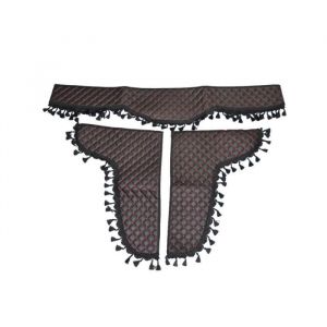 Rideaux d&eacute;coratifs de cabines de camion- Noir avec couture rouge pour DAF VOLVO MAN SCANIA