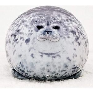 Oreiller en peluche - YYV - Phoque - 30 cm/40 cm - Garnissage en coton PP - Lavable