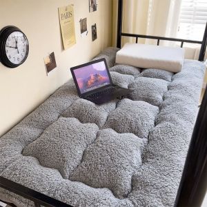 Matelas Pliable120x200 cm Japonais Épais Tapis De Lit MatelasMatelas en polaire simplePeu Encombrant Pliant Et EnroulableGri