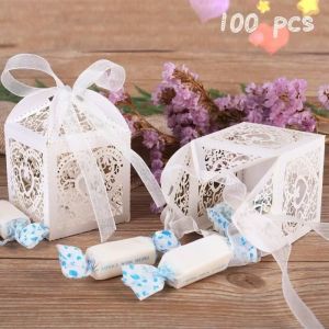 GOGOU® 100pcs Boîte à Dragées Contenant Dragées Ballotin en Papier pour Marriage-Baptême-Anniversaire(Ne contient pas de bonbons)Bla