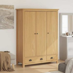 Armoire 3 portes - vidaXL - Hill - Pin massif - 127x50x170 cm - Marron miel