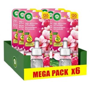 Lot de 6 Recharges Diffuseur d&eacute;sodorisant Electrique Huiles essentielles Fleur de cerisier ET Framboise
