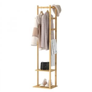Portant à Vêtements dEntrée en Bambou Penderie Vêtement Porte Manteau Sur Pieds 155x38x30cm