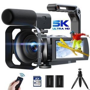 JEEMAK Caméscope 5K Caméra Vidéo 56MP Camescope Numérique Vlogging 3 Écran Tactile Zoom 16X WiFi Vision Nocturne