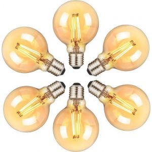 Ampoules LED E27 Orelpo Lot de 6 ampoules Edison vintage 6 W (&eacute;quivalent 60 W) 2700 K