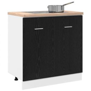 Caisson de cuisine Noir - LEMON&reg; Meuble Bas d&Eacute;vier - ch&ecirc;ne Noir - 80x46x815cm - Bois ing&eacute;nier&eacute; 350 - Soldes