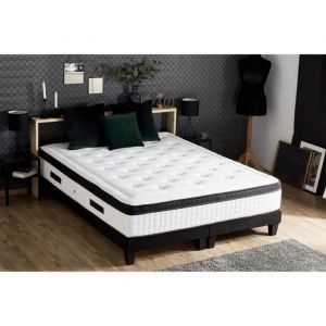 CONFORT DESIGN Quatuor Matelas + sommier 180 x 200 - Ep.30 cm - 4 technologies - Ressort/Mémoire/Latex/HR - Fabriqué en France