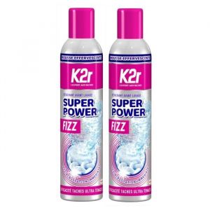 Lot de 2 A&eacute;rosols 300mL Super Power Fizz &ndash; D&eacute;tachant avant-lavage &ndash; d&eacute;colle les taches