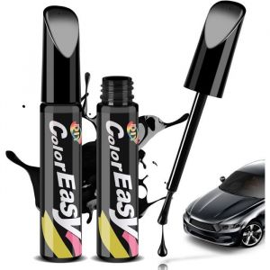 2 Pi&egrave;ces Stylo Retouche Peinture Noir Brillant Stylo Retouche Voiture 12ml Stylo R&eacute;paration des rayures Auto De Peinture
