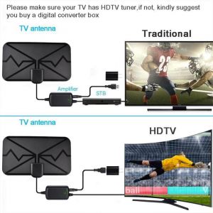 Antenne TV 4K - QIILU - Amplificateur intégré - Réception omnidirectionnelle - 1500 miles - HD 4K