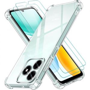 Coque pour Honor X5c Plus + 2 Verres tremp&eacute; - Etui Housse Transparent Vitre Ecran Verre Tremp&eacute;