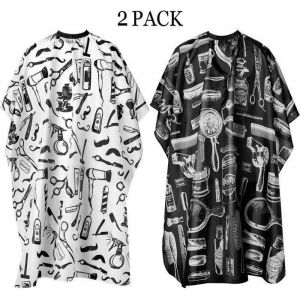 Peignoir de Coiffure 2 pièces Blouse Cape pour Épaules pour Coiffeurs Barbiers Ajustable Cape de Coiffure Imperméable Cape de