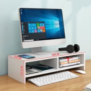 Support de Moniteur R&eacute;hausseur d&rsquo;&Eacute;cran Support d&Eacute;cran dOrdinateur Lever PC &Eacute;cran/Ordinateur Largeur 500 mm 2 &Eacute;tageres-Blanc
