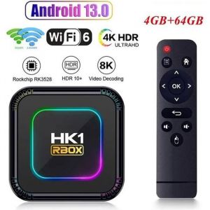 MEDIA STREAMER - BOX MULTIMEDIA Boitier iptvAndroid 13 TV Box Quadcore 4Go+64GoSupport 8K Ultimate HD Smart TV Box boitier