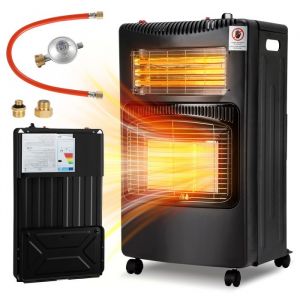 Daromigo Poêle à gaz-électricité avec Adaptateur Europe brûleur céramique infrarouge Chauffage à gaz 42 kW - Noir POELE A GAZ