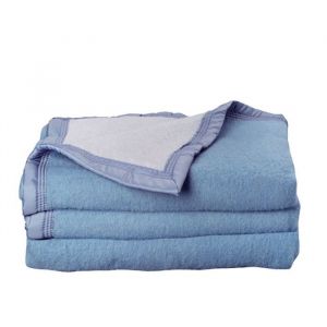 Couverture 100% Pure Laine Vierge Double face Volta 500 gr/m&sup2; Toison dOr - Volta Myosotis Ciel - 180 x 240 cm