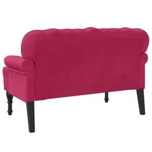 Black Friday Banc salon - JILL - Banquette/Coffre - avec dossier bordeaux 1195x645x75 cm - velours BB348
