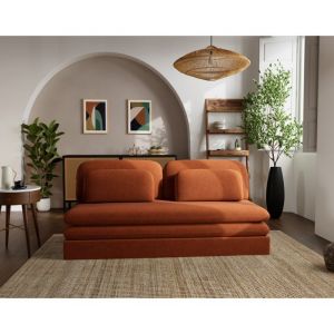 Ysal - canapé 3 places convertible déplimousse en velours texturé - Terracotta