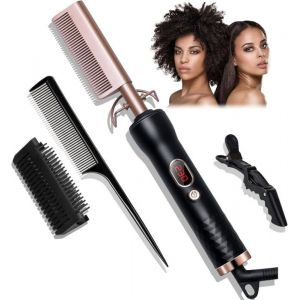 Peigne Chauffant Peigne Chauffant Cheveux Afro Peigne Lisseur Cheveux Peigne Lissant Hot Comb Avec Écran Lcd 120-230℃Peigne Lisse