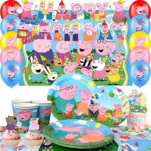D&eacute;coration Anniversaire Ballons Peppa Pig D&eacute;coration de F&ecirc;te danniversaire Peppa Pig Set Vaisselle Enfant