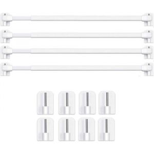Barres de Vitrage Extensible Tringle Rideau Sans Percage pour Fenetre Pvc pour de Tringle &agrave; Rideau Adh&eacute;sive (4PCS-40-60CM)
