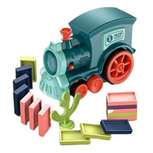 Lot de 60 Domino Express Bleu Train &Eacute;lectrique Jouet de voiture Cr&eacute;atifs pour Gar&ccedil;ons Filles Cadeau de Enfants