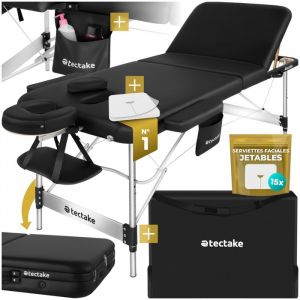 Table de massage - TECTAKE - Table de soin pliante 3 zones réglable en hauteur 78 cm de largeur - Noir