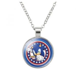 collier sonic pendentif enfant cadeau hérisson bleu  sega bijoux garcon