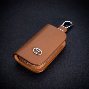 Porte clés Marron en cuir véritable de voiture Étui clés Toyota