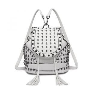 Miss Lulu Sac à Dos Sacs à Main pour Femmes Bandoulière avec Chaîne Simili Cuir Clouté en Relief Crânes Mode