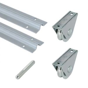 Kit De Portail 4 Mètres Pour Gorge Ronde 20 mm  2 Rails L 2 mètres 1 Jonction 2 Roues ou Galets