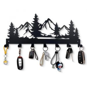 Porte Clef Mural，Porte-cl&eacute;s Mural en M&eacute;tal Porte Manteau Mural avec 7 CrochetsCrochets et Pat&egrave;res pour la Maison QIEDOVIEY