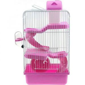 Cage pour hamster - DLZAOAO - Rose - 3 &eacute;tages - Plastique durable - 23x17x45 cm