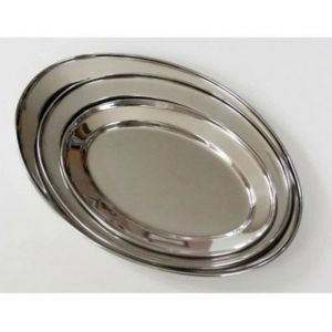 3pcs Set de couverts ovales en acier inoxydable YSTP Assiette creusePour la maison La cantine Le restaurant 35cm 40cm 45cm