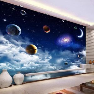 Papier Peint Voie Lact&eacute;e Plan&egrave;tes Ciel &Eacute;toil&eacute;250&times;170cm Geant Mural 3D Papier Peint pour Salon Chambre denfants Moderne D&eacute;coration