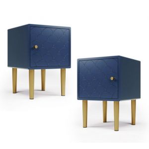Lot de 2 Table de Chevet Pour Adulte 50x35x35 cm Commode Chambre Assorties &agrave; Tous Les Lits et Chambres &agrave; Coucher Bleu Marine
